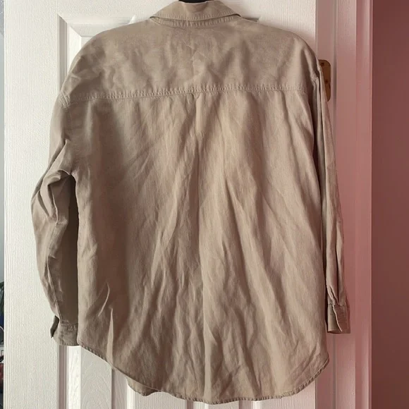 Giorgio Sant’ Angelo Linen Cotton Shirt Medium Tan Beige Button Up Vintage 90s - Picture 3 of 3